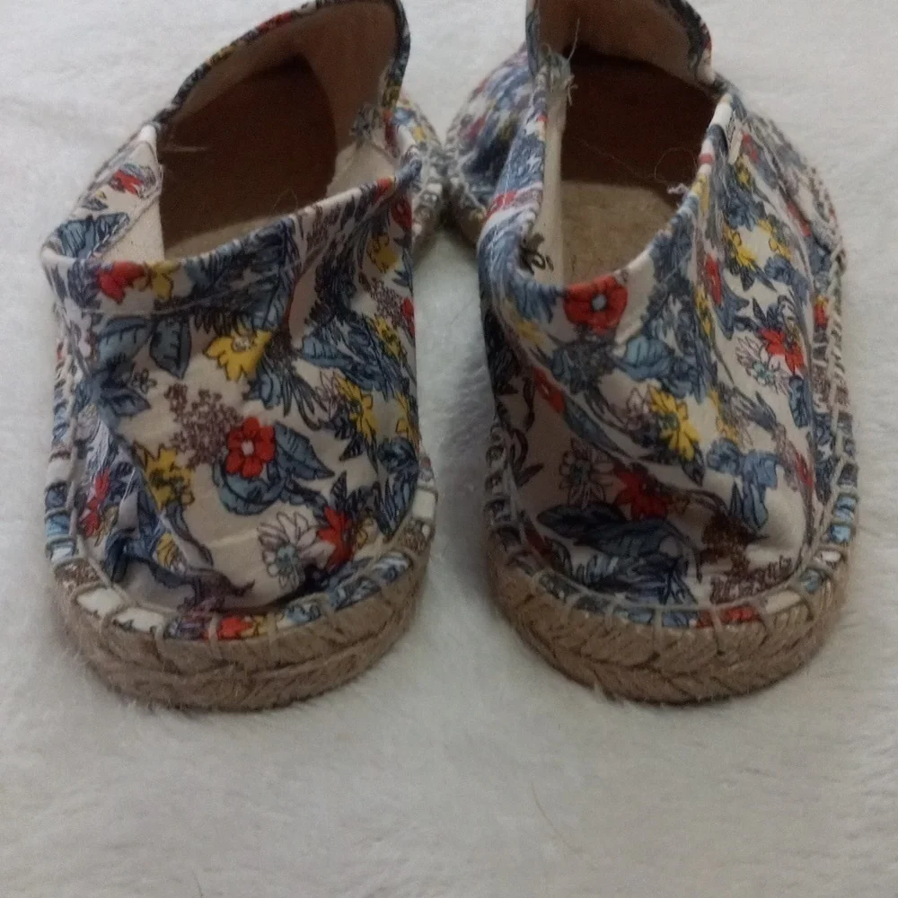 Soludos Floral Espadrille Flats Size 10.5 Canvas Jute Slip On Shoes